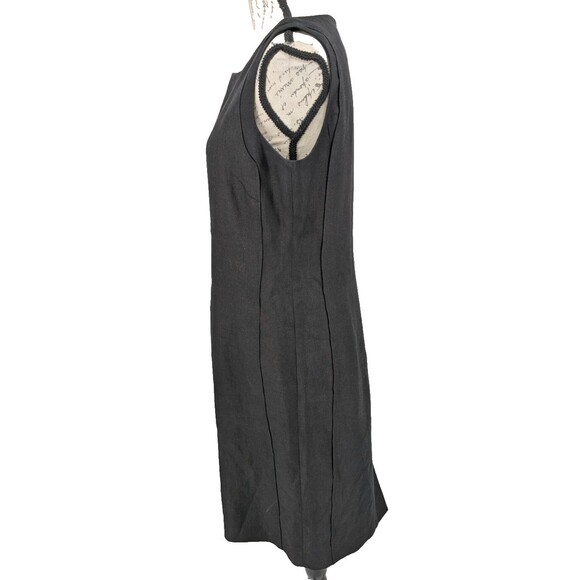 TALBOTS Black Dress Size 10 "Pure Irish Linen" Sheath Minimalist VTG - Picture 5 of 11